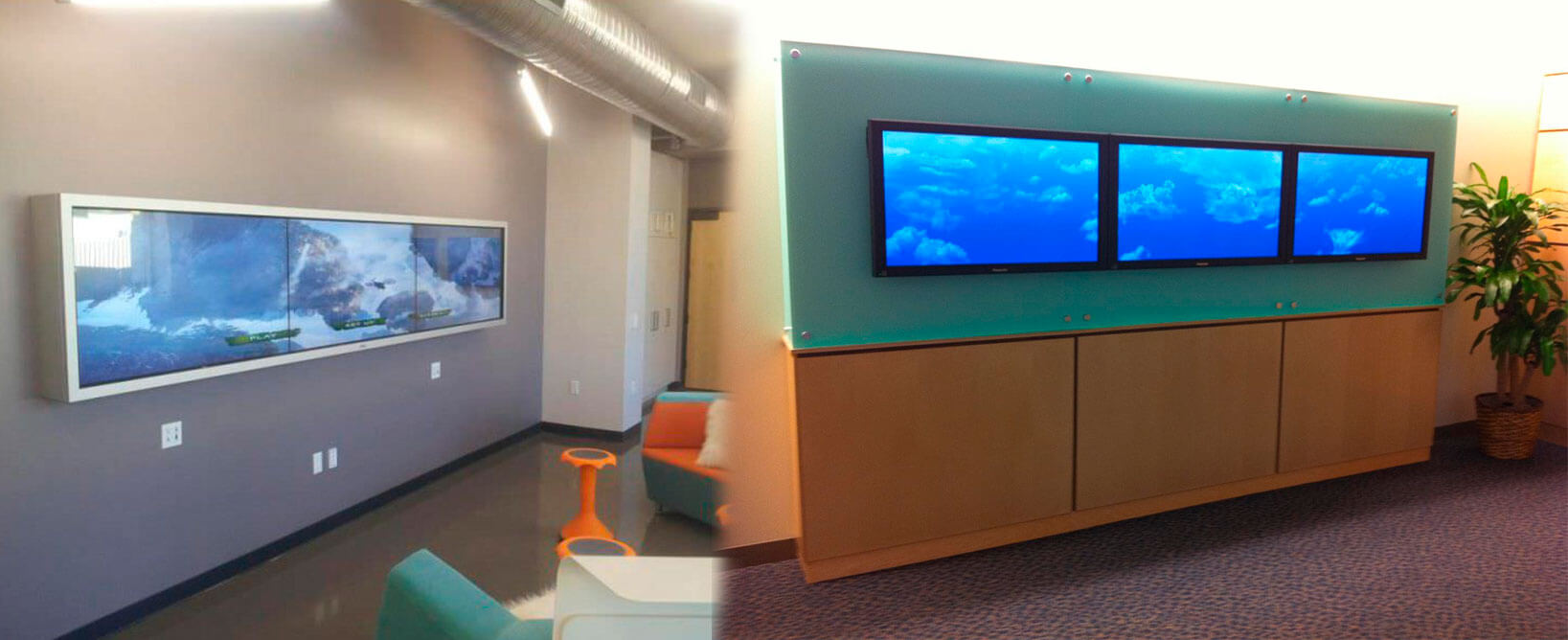 Soporte para tres monitores o televisores pantalla plana Soporte para tres monitores o televisores pantalla plana videowall